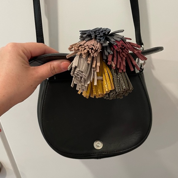 ⭐️ Rebecca Minkoff Sofia Multicolor Tassel Rainbow Black Leather Crossbody Bag - Picture 7 of 16
